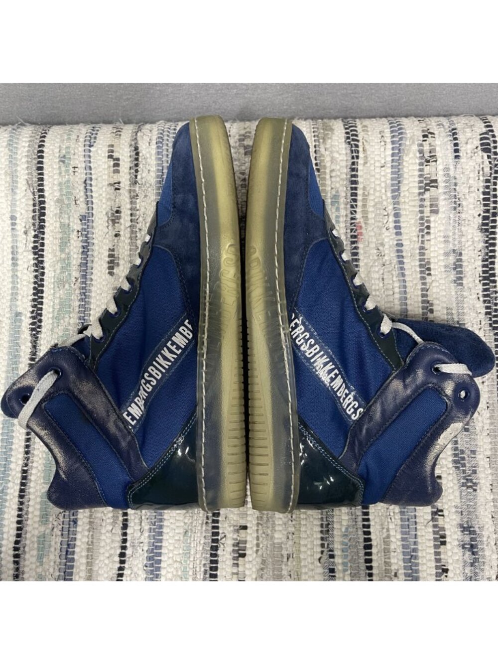 Bikkembergs Womens Blue Navy High-Top Sneakers Size 39 Lace-Up - Picture 5 of 12